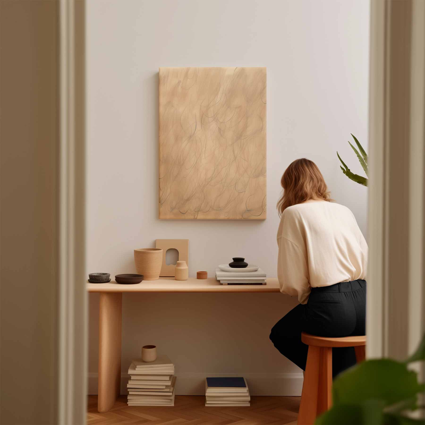 Zachte Woelende Lijnen Kunstwerk-canvas-dibond-plexiglas-wanddecoratie-WallArtistic