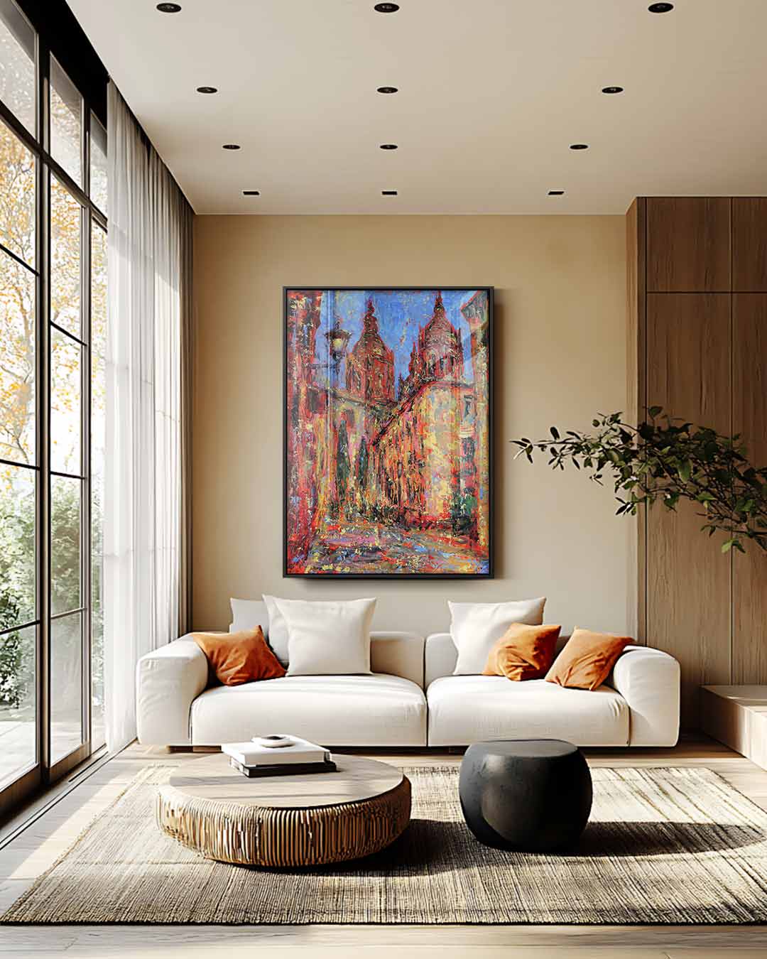 Kleurrijke Stadsstraat Kunstwerk-canvas-dibond-plexiglas-wanddecoratie-WallArtistic