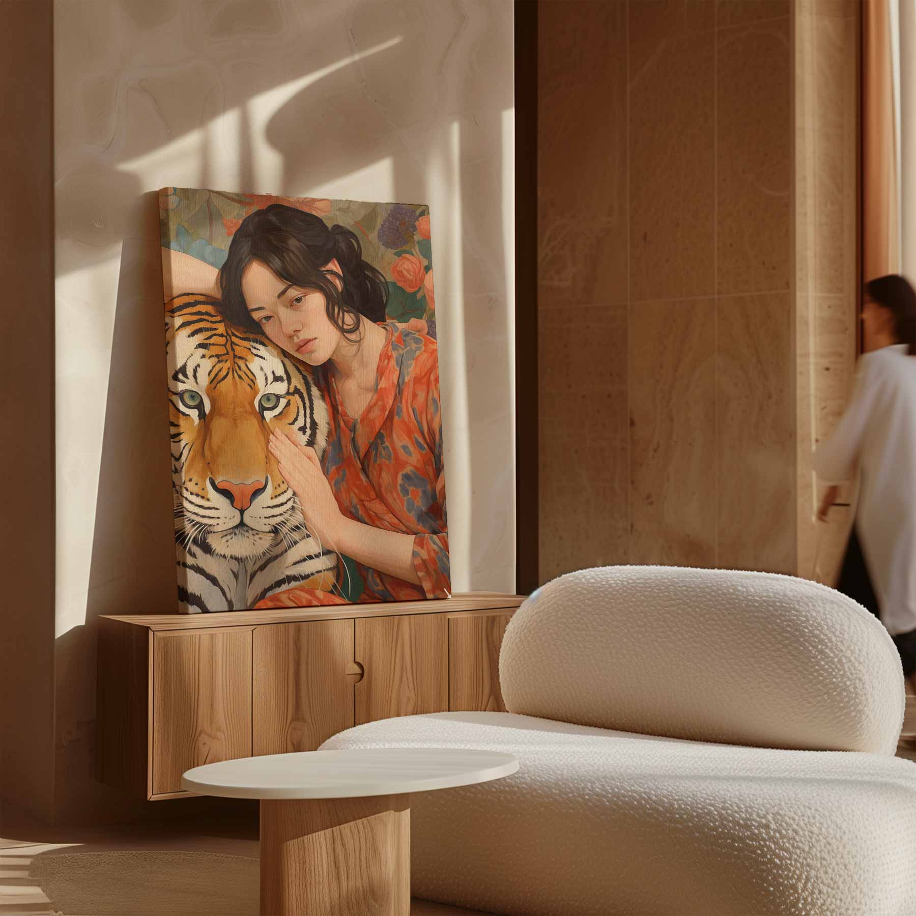 Betoverende Band tussen Mens en Tijger Kunstwerk-canvas-dibond-plexiglas-wanddecoratie-WallArtistic