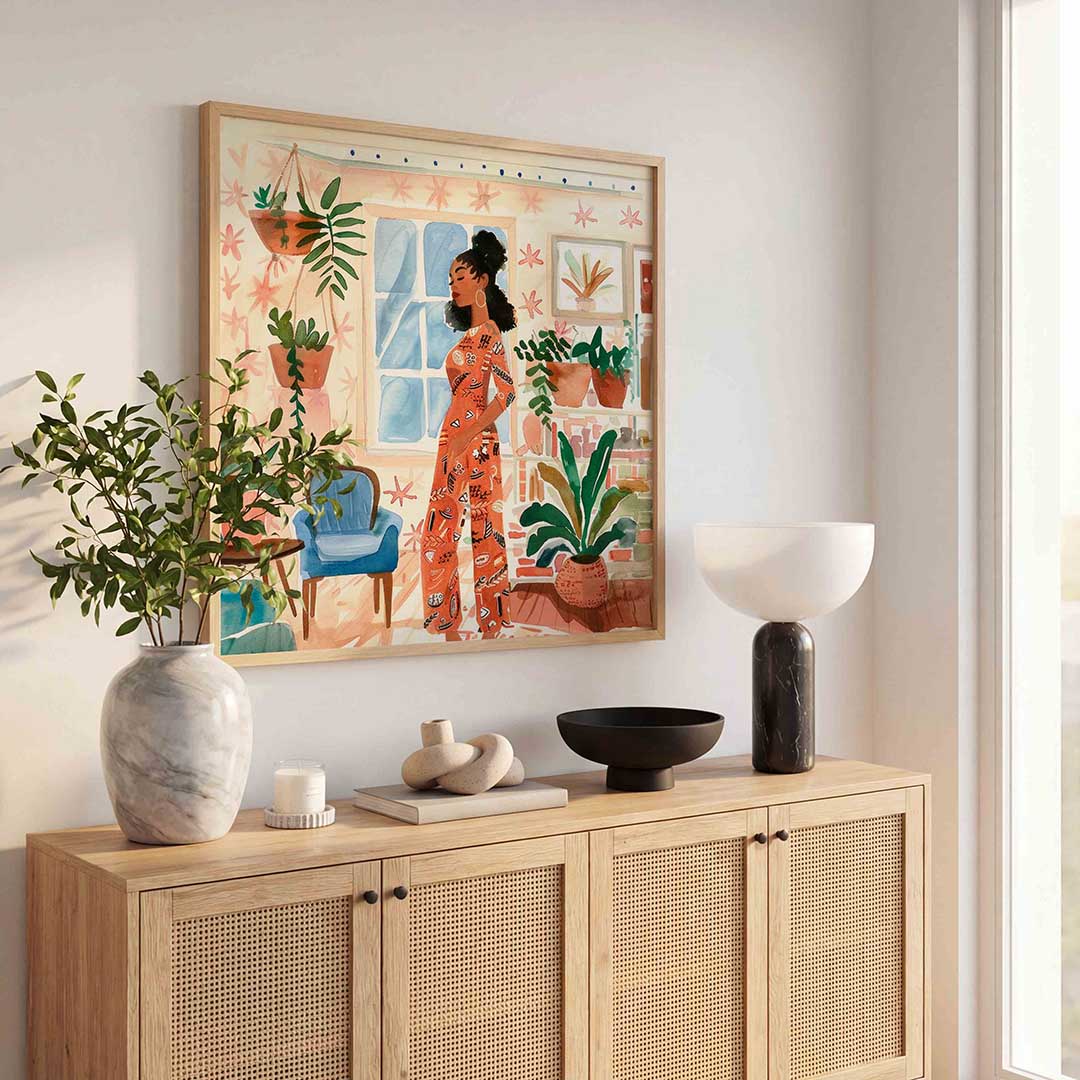 Vrouw in kamer Poster