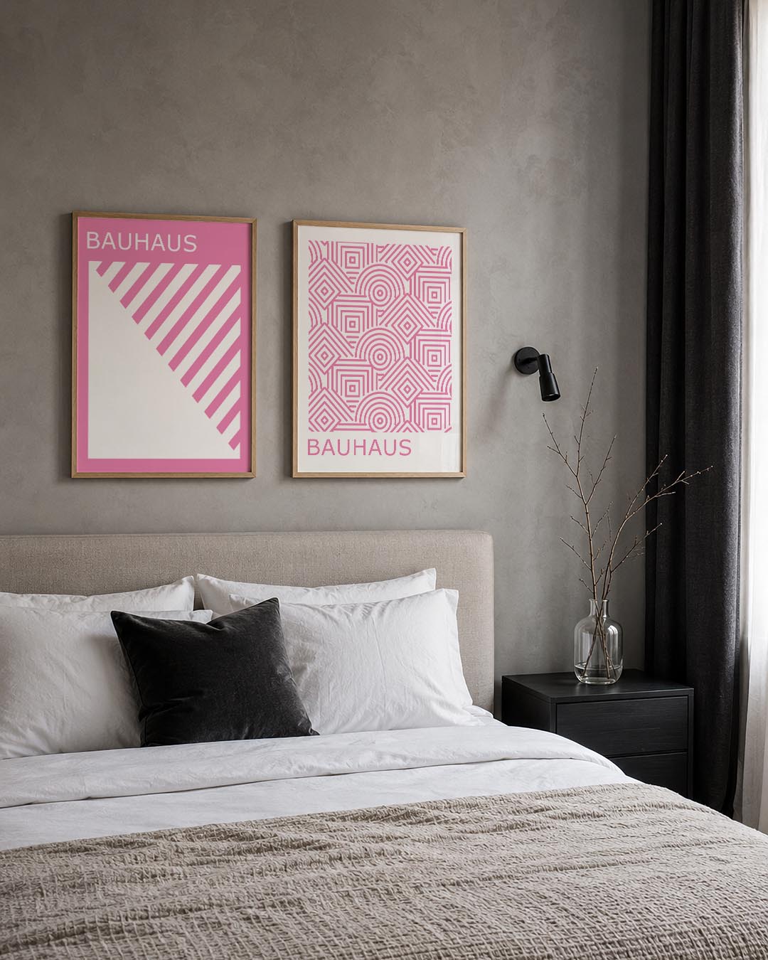 Roze lijnenspel Posterset