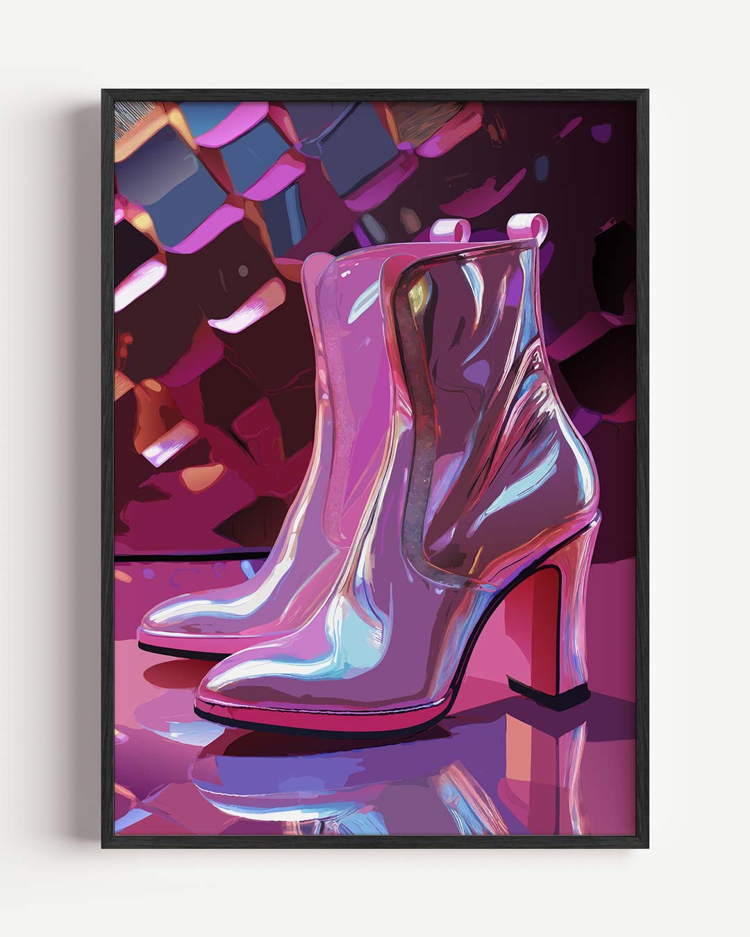 Glanzende Enkellaarsjes met Glamour Effect Poster