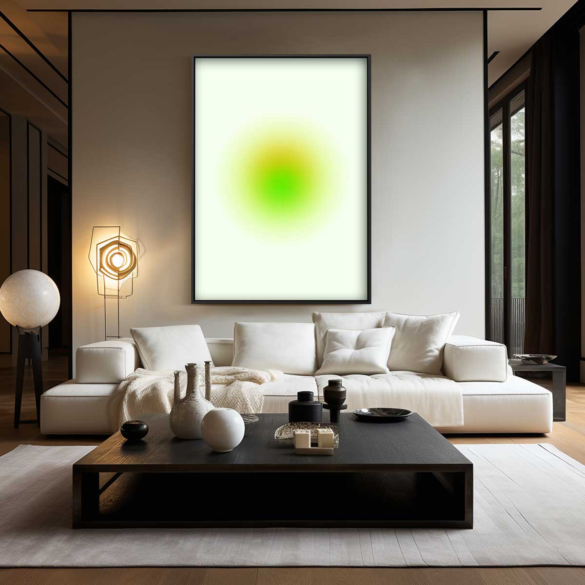Groene Zonsondergang Kunstwerk-canvas-dibond-plexiglas-wanddecoratie-WallArtistic