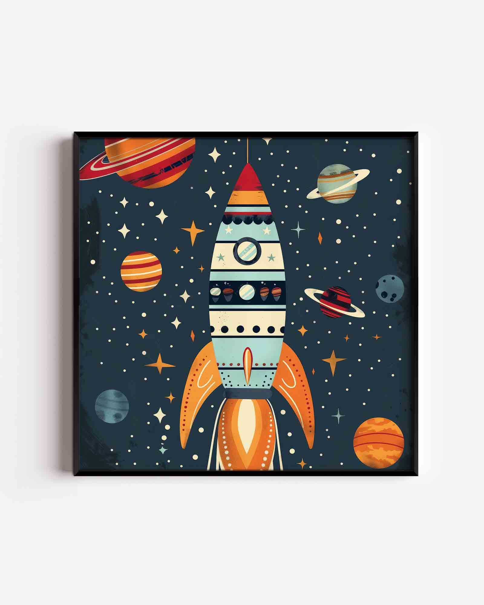 Ruimteraket en planeten Poster