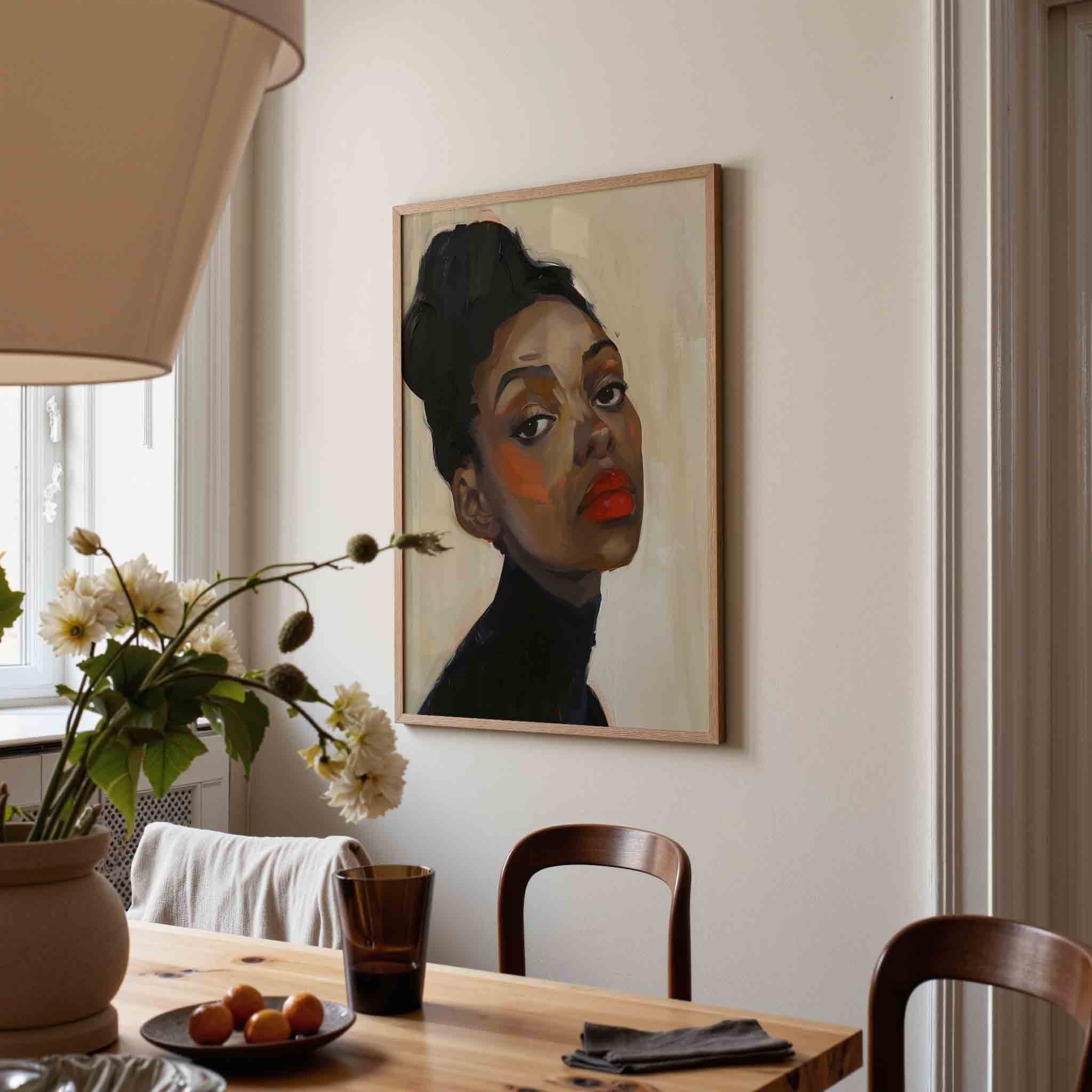 Portret met rode lippen Poster