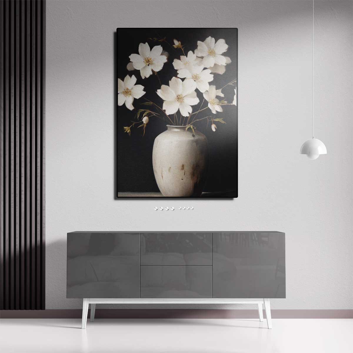 Bloemen in een Witte Vaas Kunstwerk-canvas-dibond-plexiglas-wanddecoratie-WallArtistic