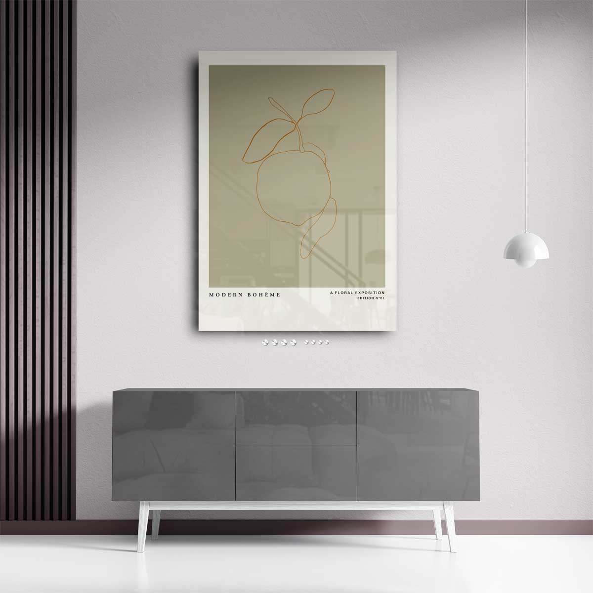 Modern Bohème Citroen Lijntekening Kunstwerk-canvas-dibond-plexiglas-wanddecoratie-WallArtistic