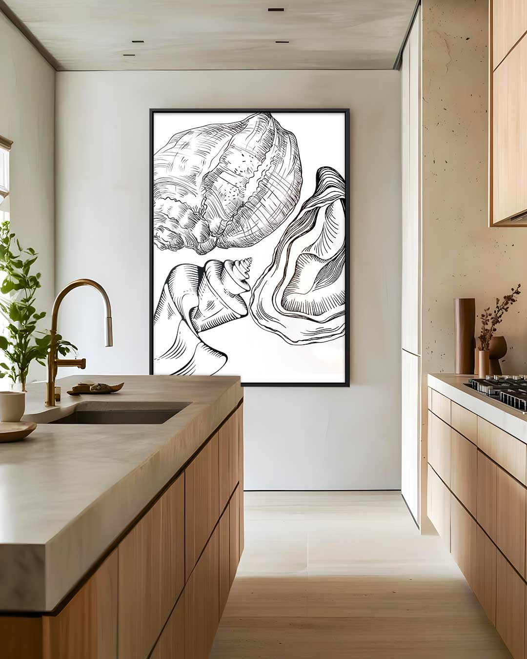 Maritieme Schelpenschets Kunstwerk-canvas-dibond-plexiglas-wanddecoratie-WallArtistic