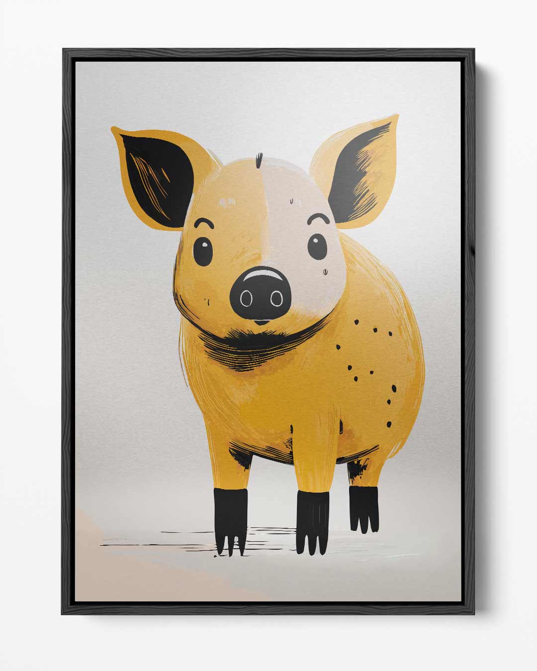 Schattig Geel Varkentje Illustratie Kunstwerk-canvas-dibond-plexiglas-wanddecoratie-WallArtistic