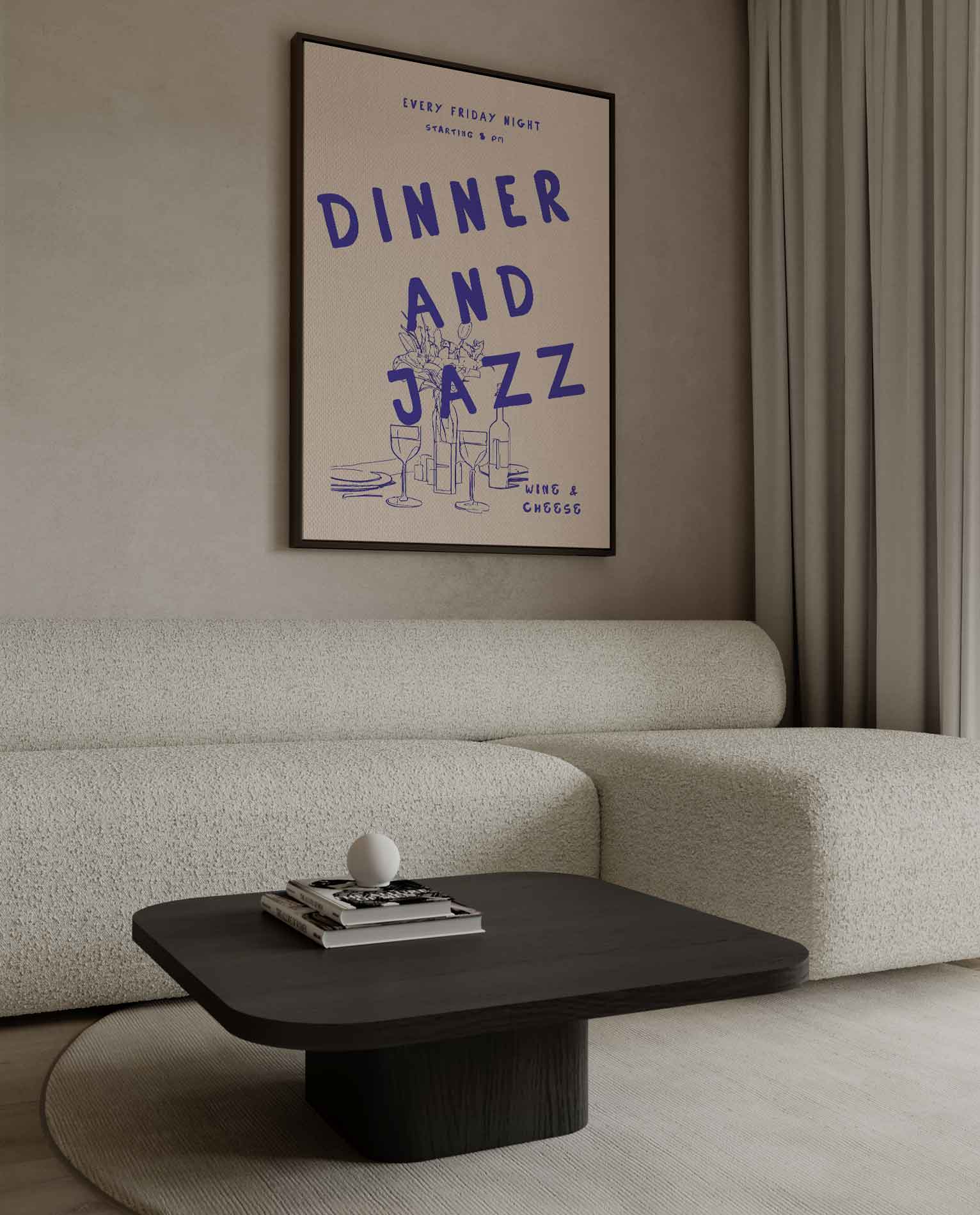 Avondje Uit: Diner en Jazz Kunstwerk-canvas-dibond-plexiglas-wanddecoratie-WallArtistic