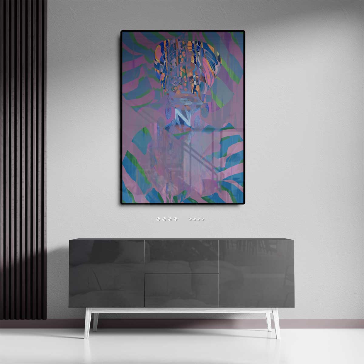 Kleurrijke Harmonie: Mystieke Portret Kunstwerk-canvas-dibond-plexiglas-wanddecoratie-WallArtistic