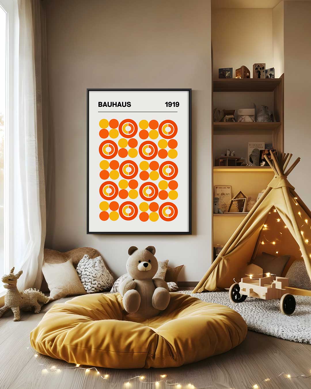 Bauhaus Geometrisch Cirkelpatroon Kunstwerk-canvas-dibond-plexiglas-wanddecoratie-WallArtistic