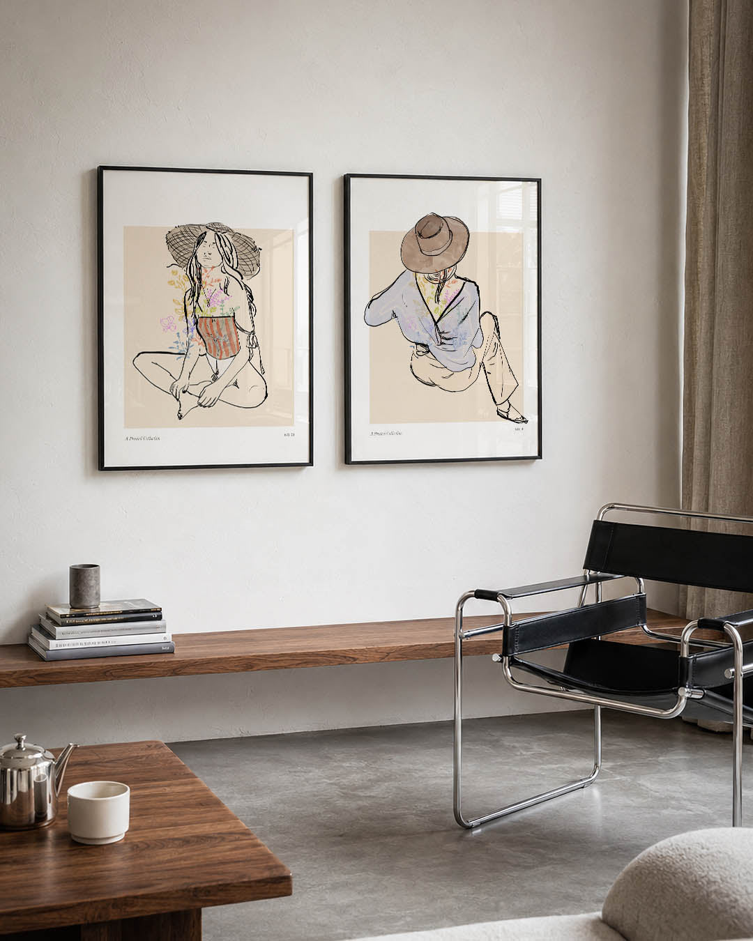 Lijnen en bloemen Posterset