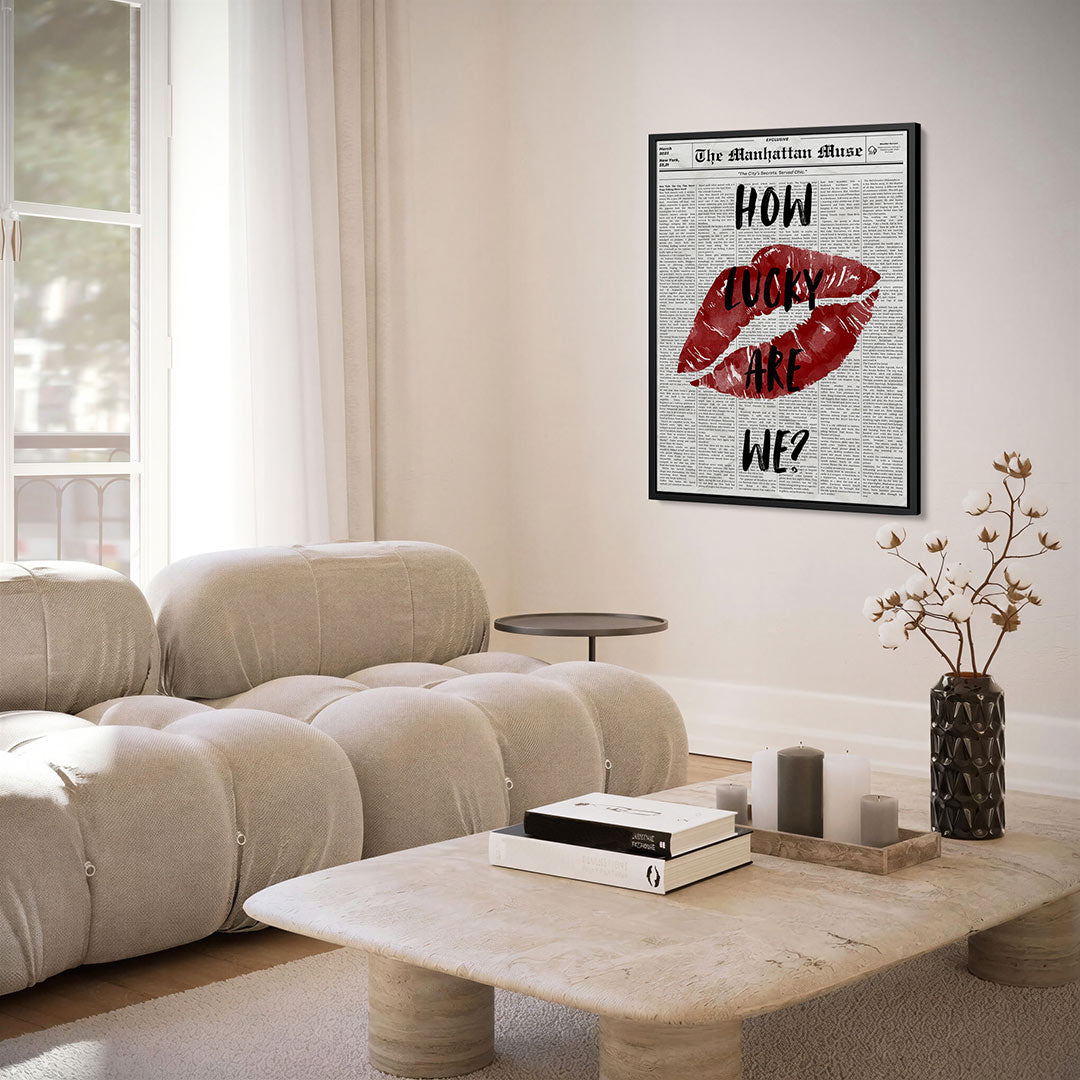 Krant met lippen Kunstwerk
