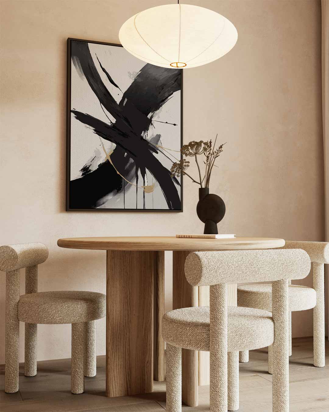 Dynamisch Zwart-Wit Abstract Kunstwerk-canvas-dibond-plexiglas-wanddecoratie-WallArtistic