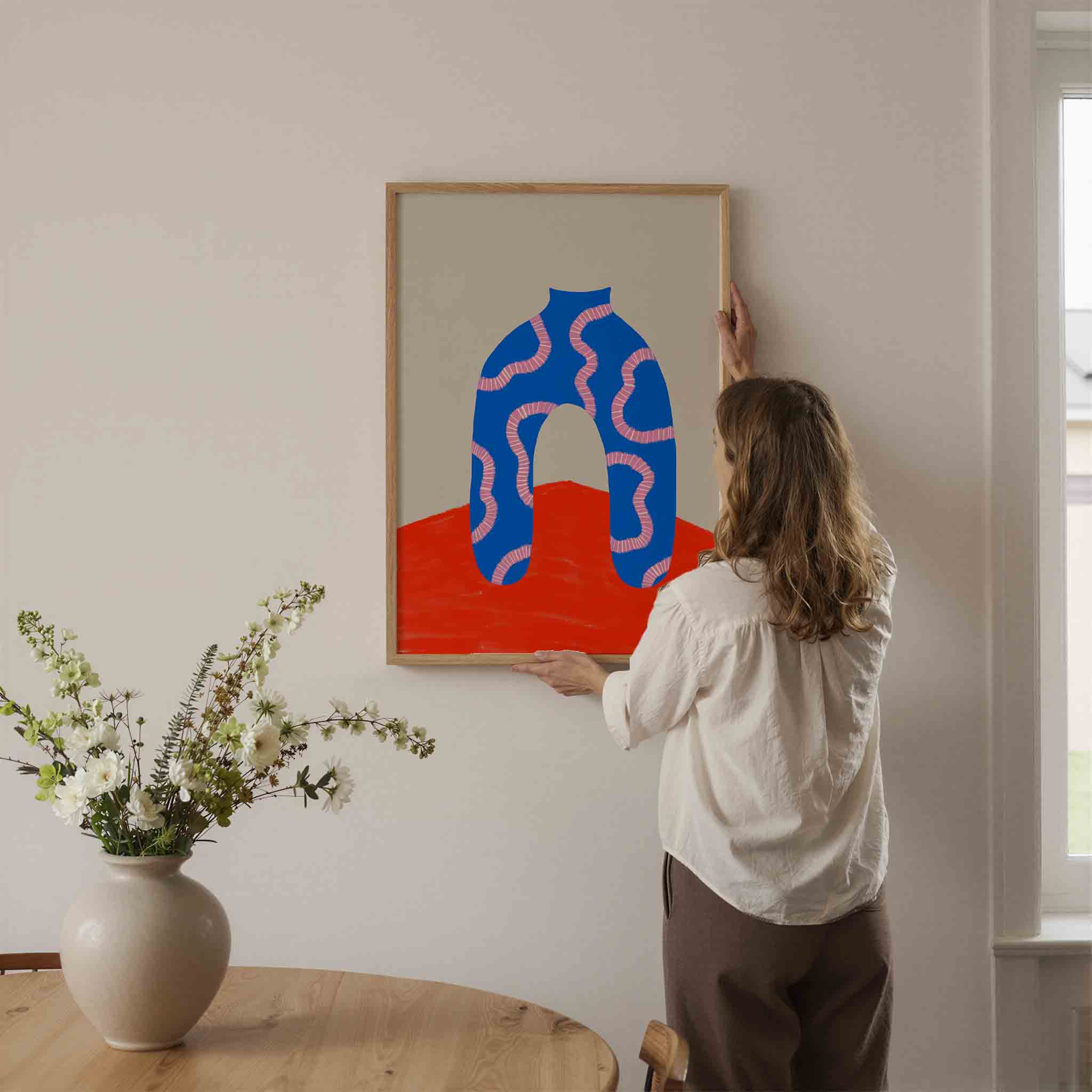Abstracte blauwe vorm Poster