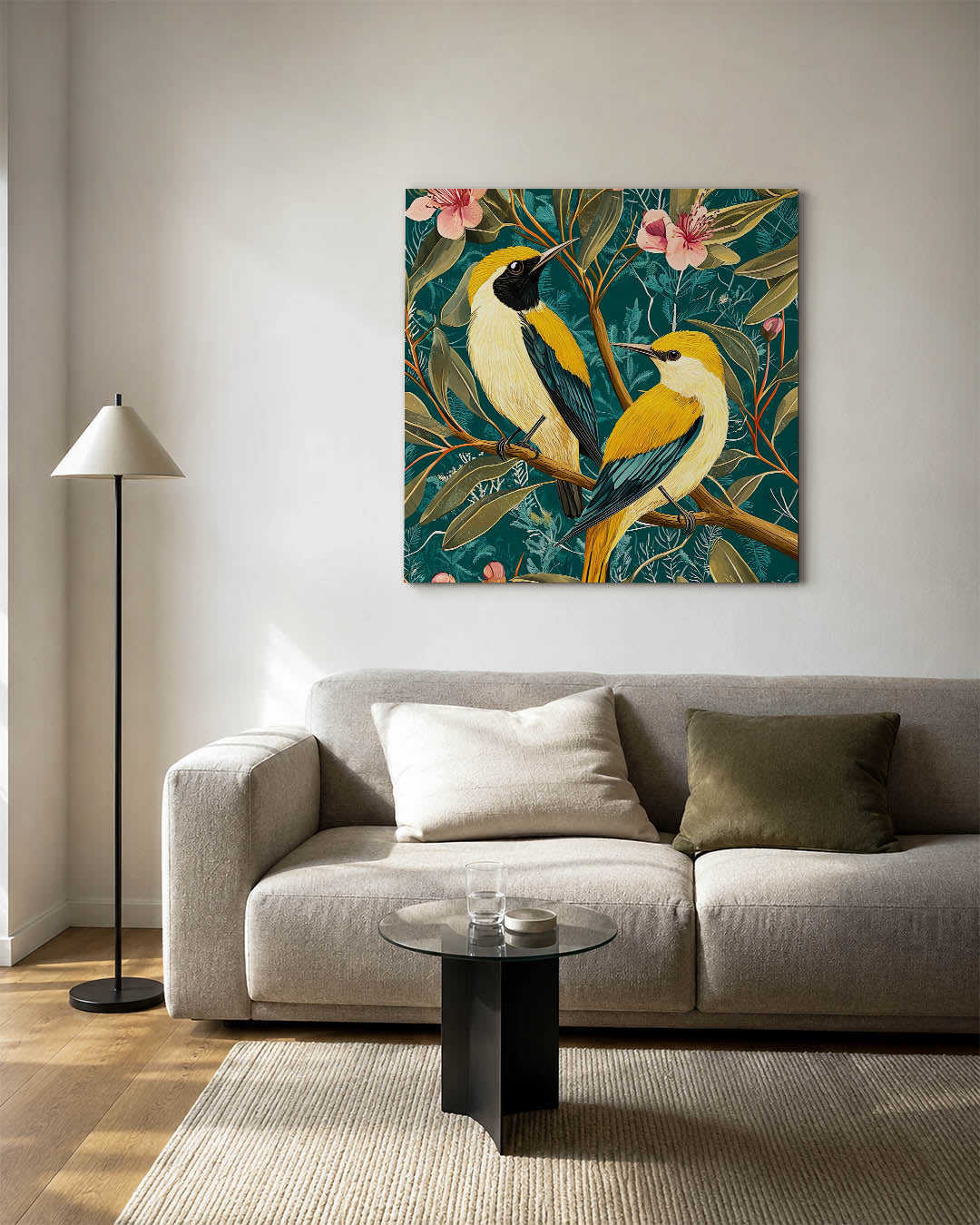 Vogels en bloemen Kunstwerk