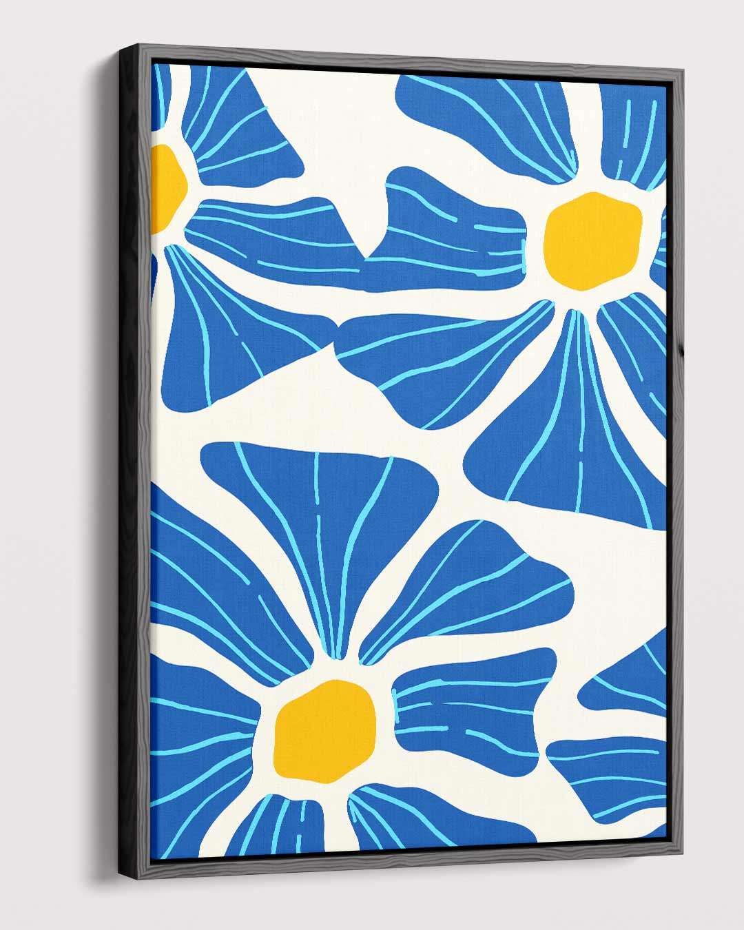 Bloeiend Blauw Bloemenpatroon Kunstwerk-canvas-dibond-plexiglas-wanddecoratie-WallArtistic