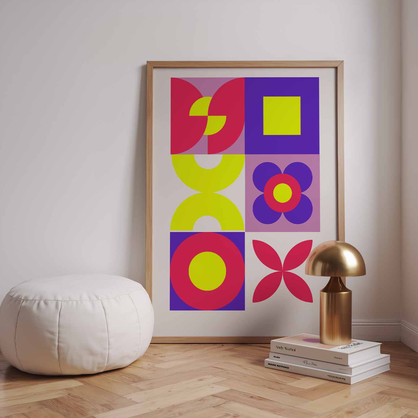 Retro Bloemen & Geometrie Poster