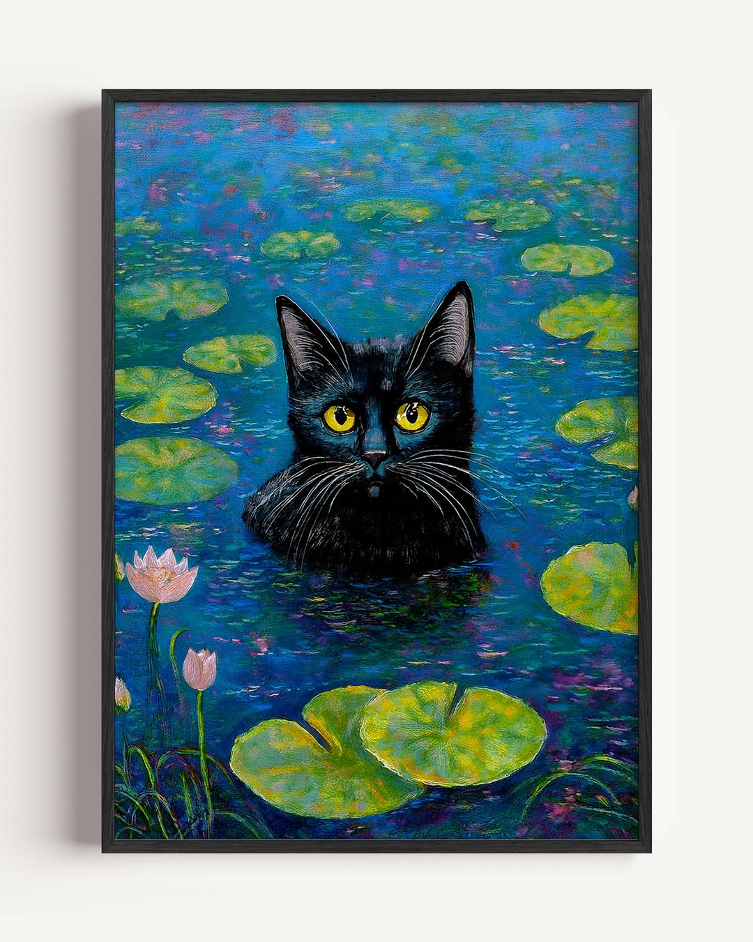 Mystieke Kat in Waterlelies Poster