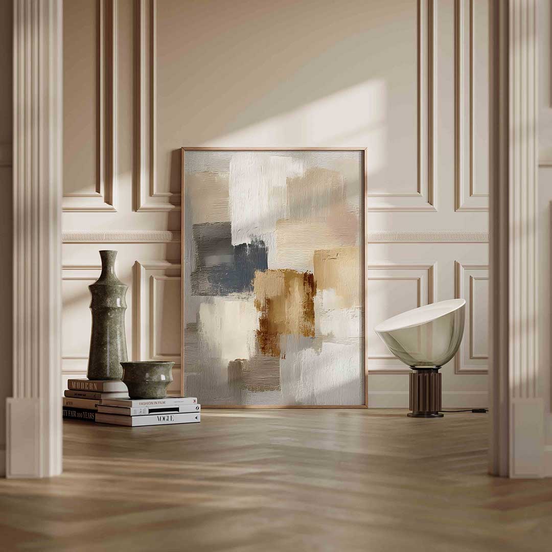 Abstracte beige en grijze vlakken Poster