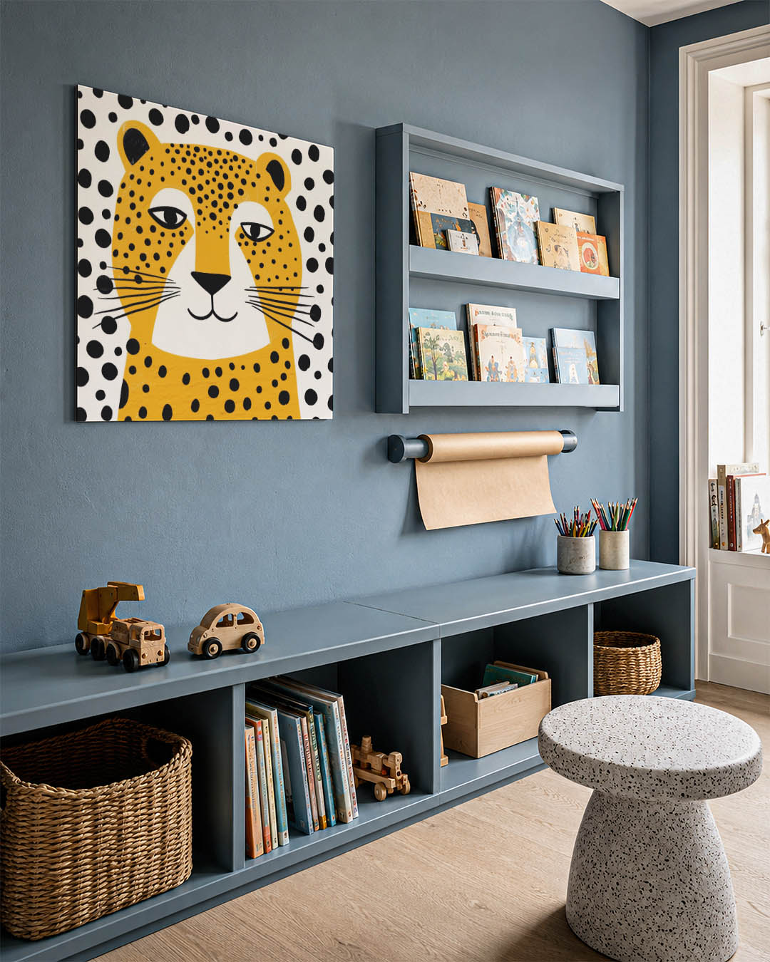 Grafische luipaard illustratie Kunstwerk