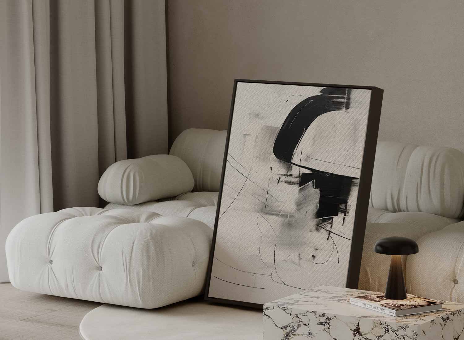 Abstracte Zwart-Wit Expressie Kunstwerk-canvas-dibond-plexiglas-wanddecoratie-WallArtistic