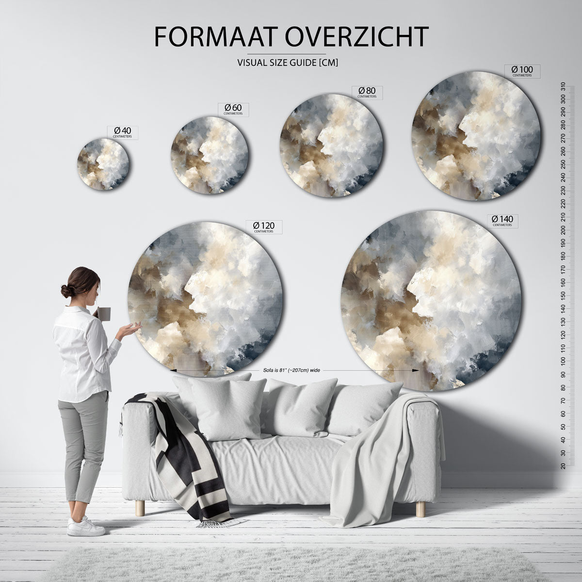 Abstracte wolken Muurcirkel