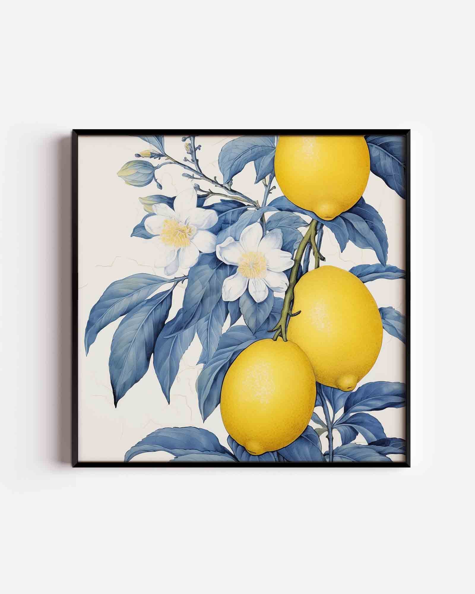 Citroenen en bloemen Poster