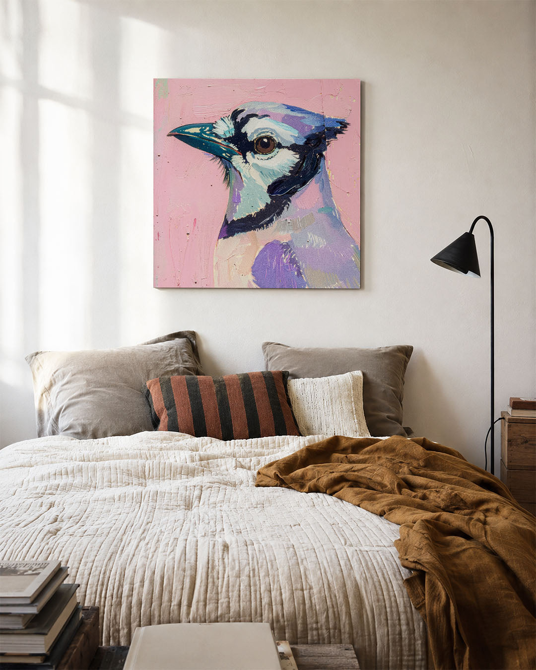Vogelsilhouet op roze Kunstwerk