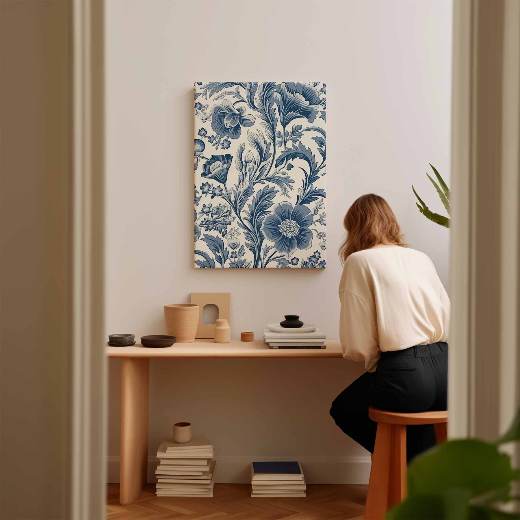 Bloeiend Blauw Wandtapijt Kunstwerk-canvas-dibond-plexiglas-wanddecoratie-WallArtistic