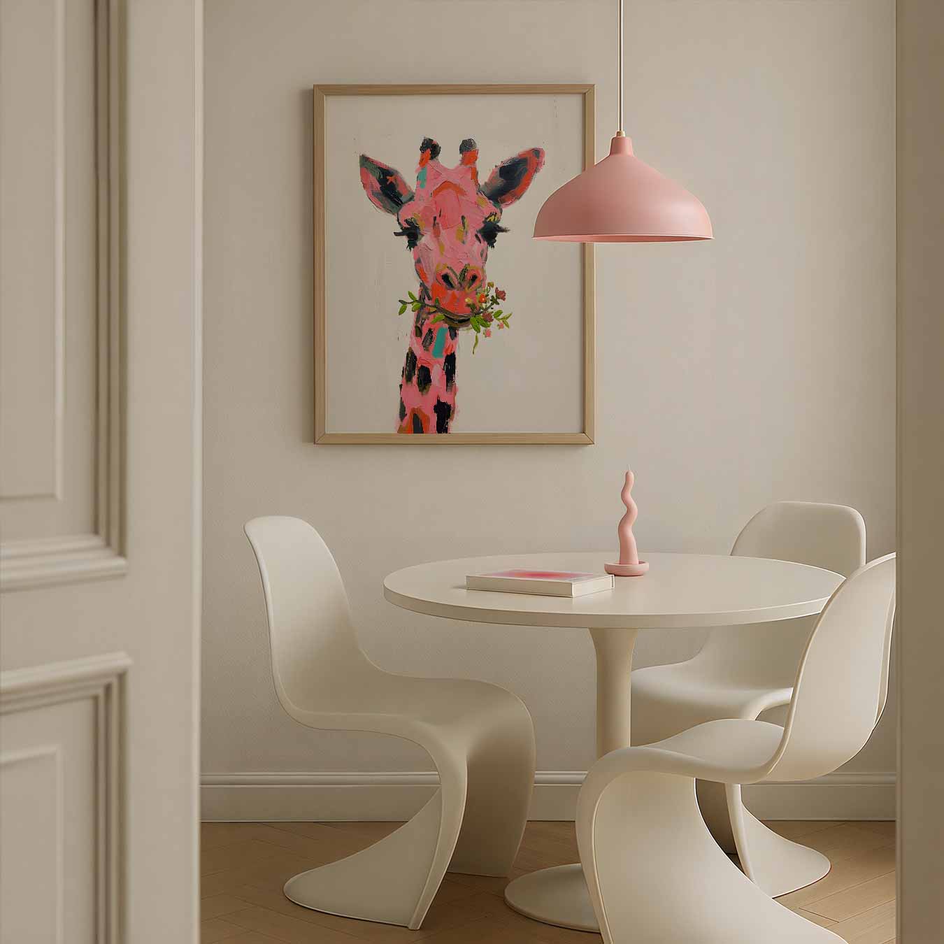Kleurrijke Giraffe met Bloemen Poster