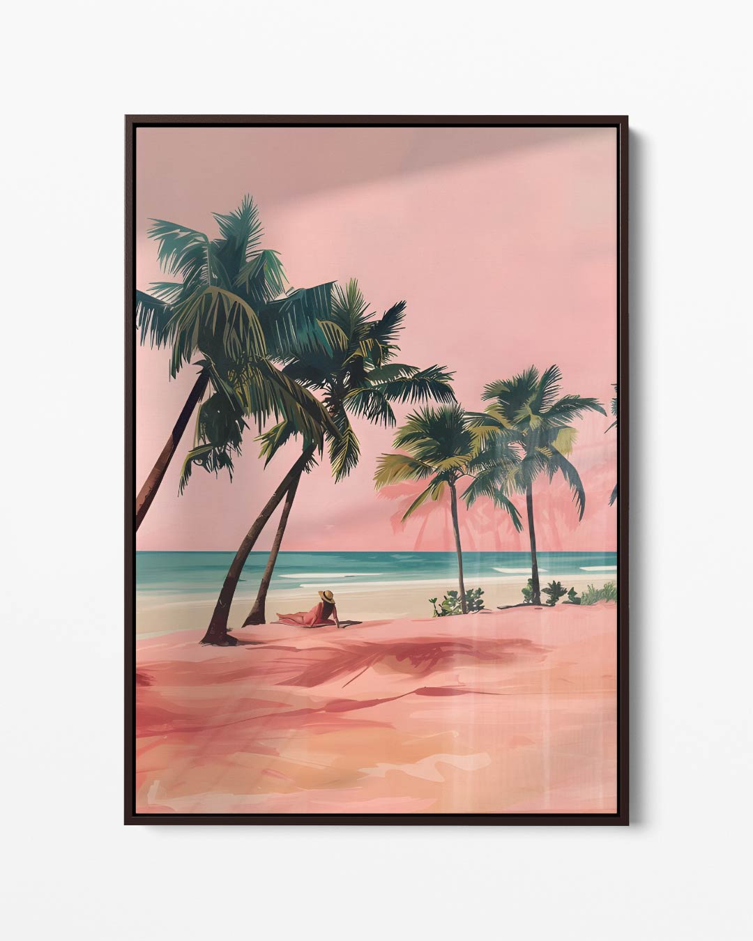 Palmstrand Zonsondergang Kunstwerk-canvas-dibond-plexiglas-wanddecoratie-WallArtistic