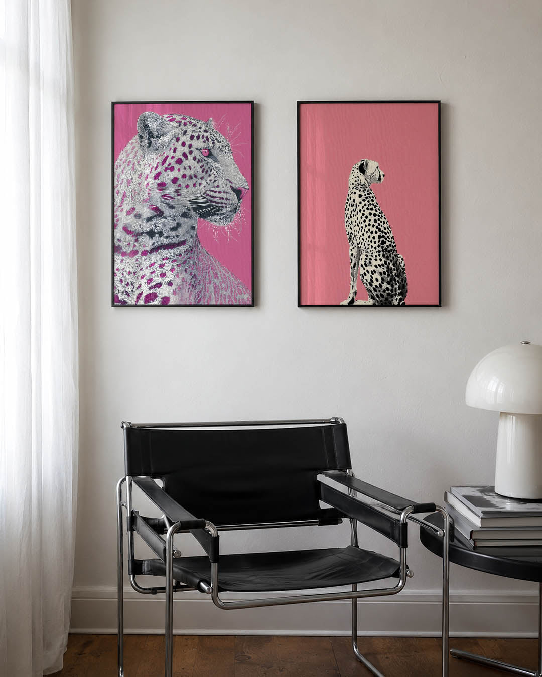 Roze luipaard portret Posterset