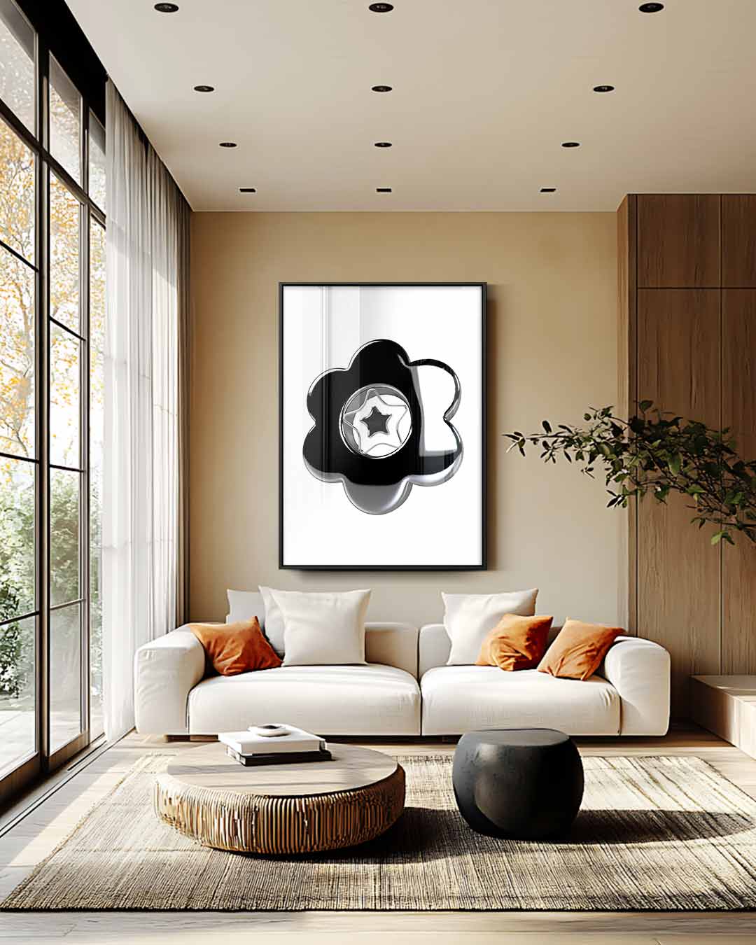 Sterrenbloem in Zilver Kunstwerk-canvas-dibond-plexiglas-wanddecoratie-WallArtistic