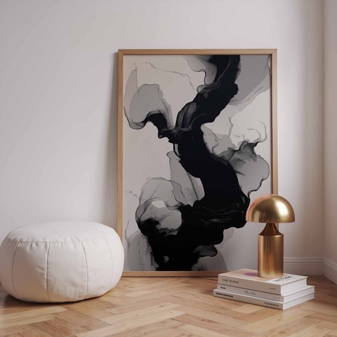 Abstracte Zwart-Wit Vloeiendheid Poster