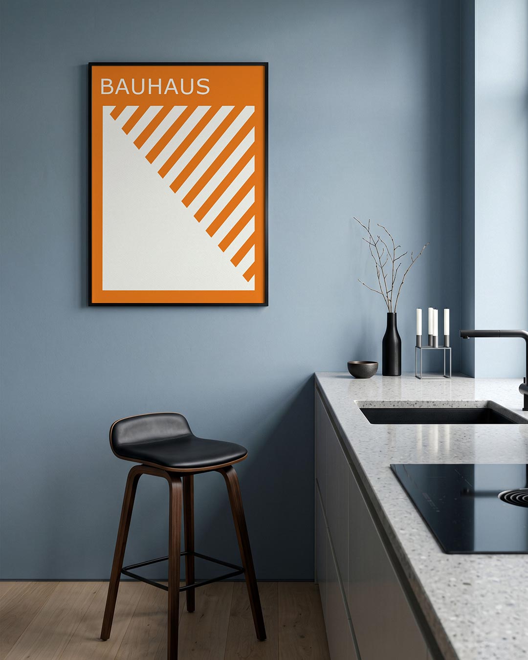 Oranje lijnenspel Poster