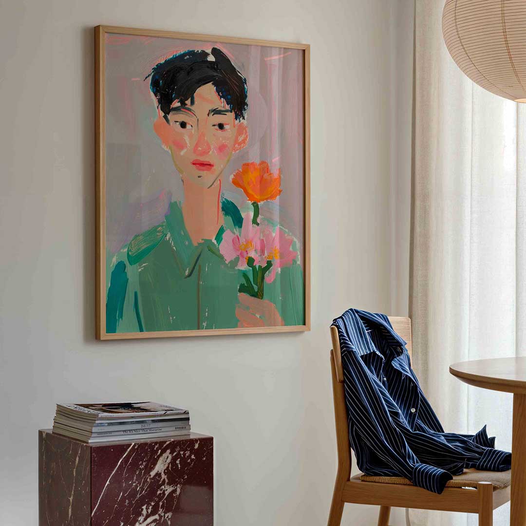 Figuur met bloemen Poster