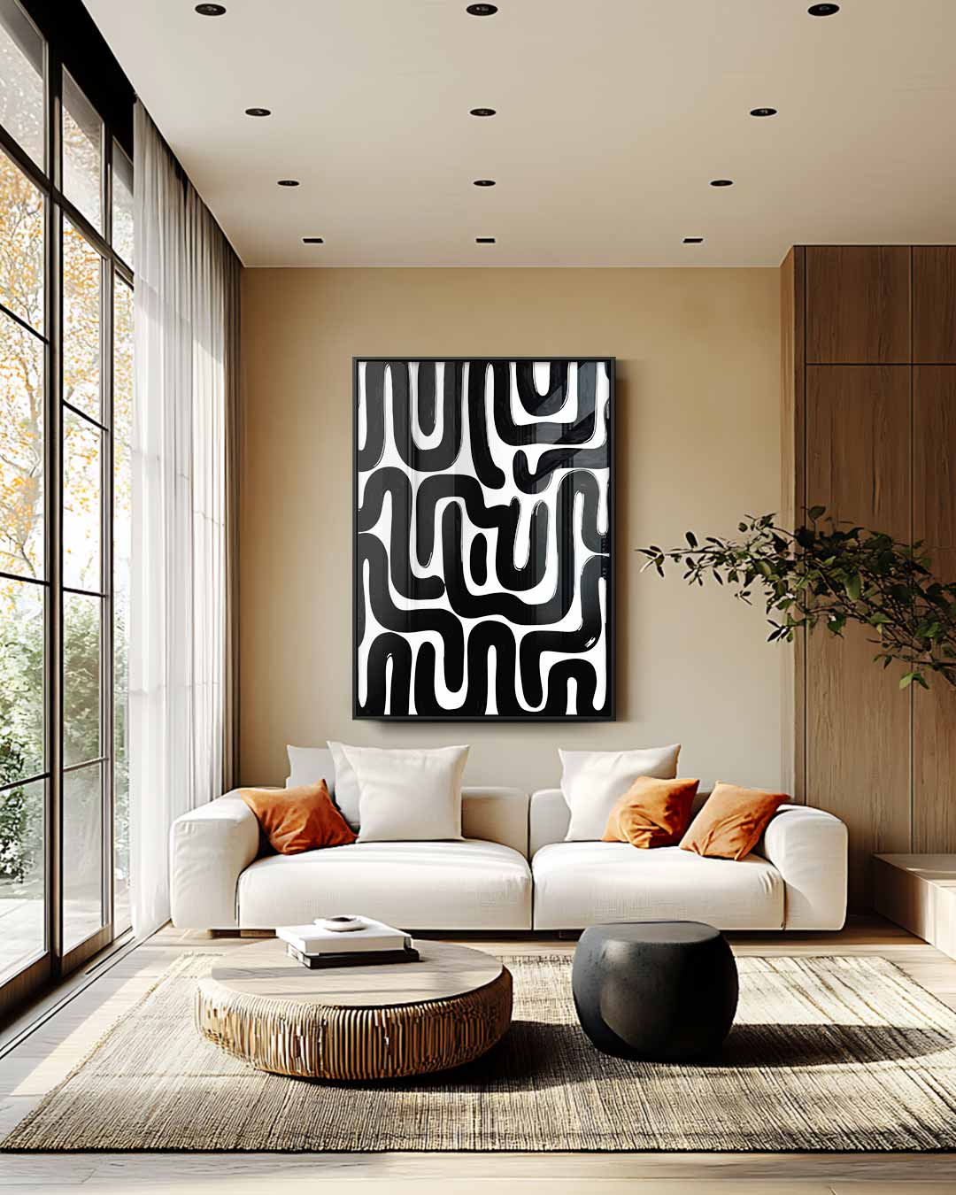 Abstracte Zwarte Patroonkunst Kunstwerk-canvas-dibond-plexiglas-wanddecoratie-WallArtistic