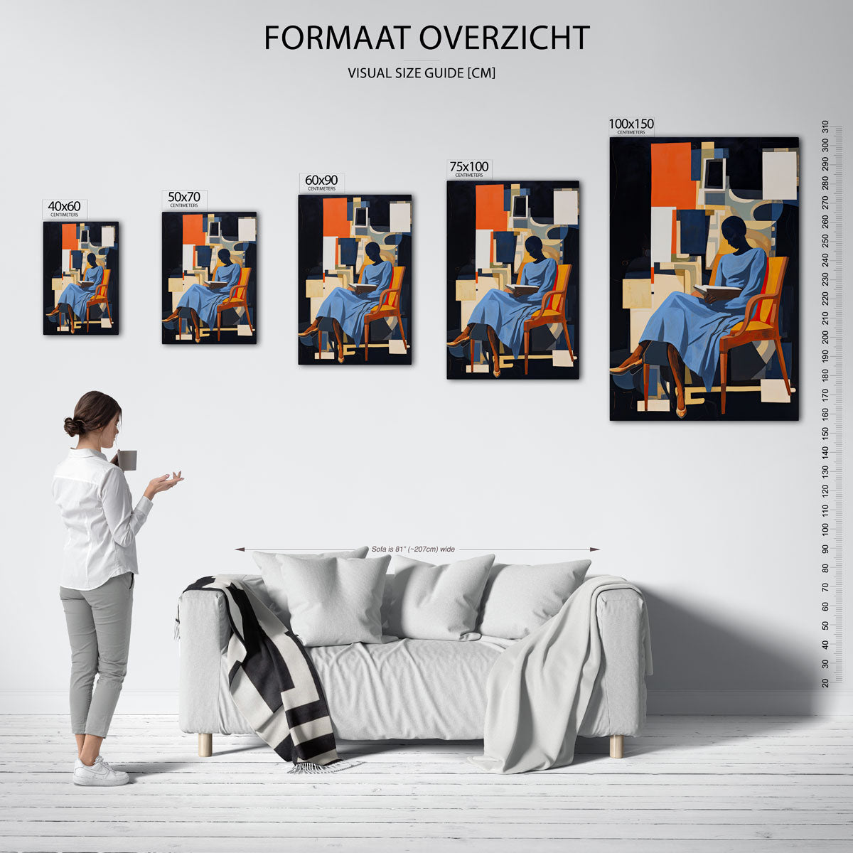 Geometrische figuur met lezer Kunstwerk