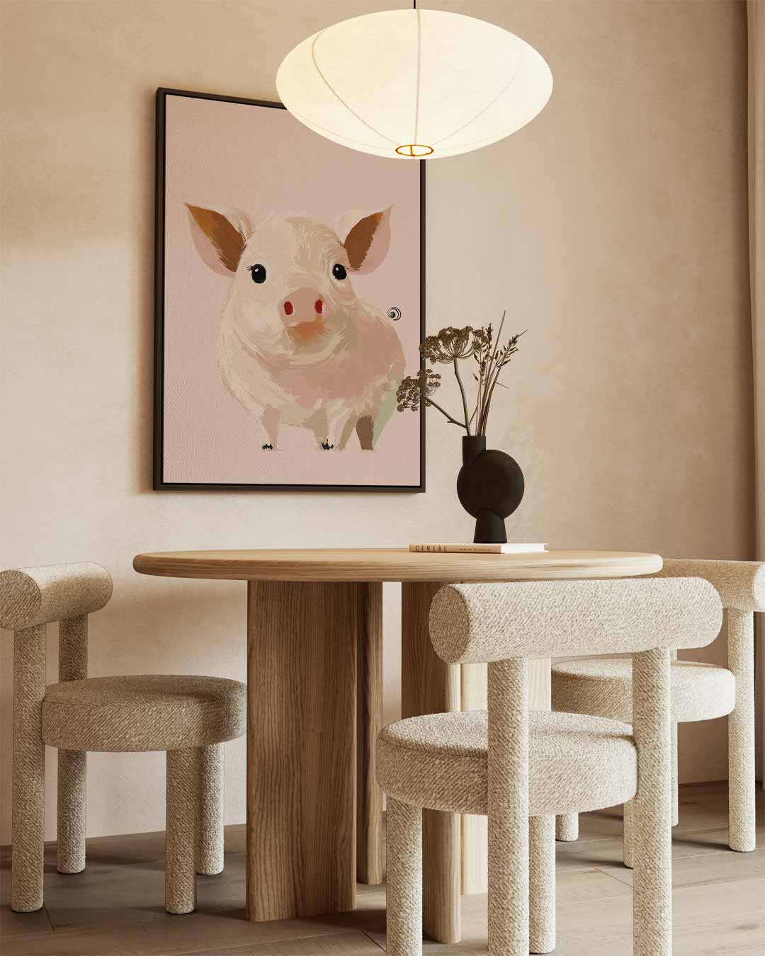 Schattig Varkentje Portret Kunstwerk-canvas-dibond-plexiglas-wanddecoratie-WallArtistic