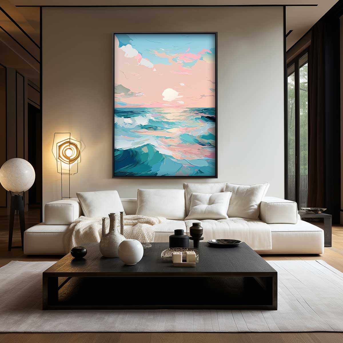 Zonsondergang aan Zee Kunstwerk-canvas-dibond-plexiglas-wanddecoratie-WallArtistic