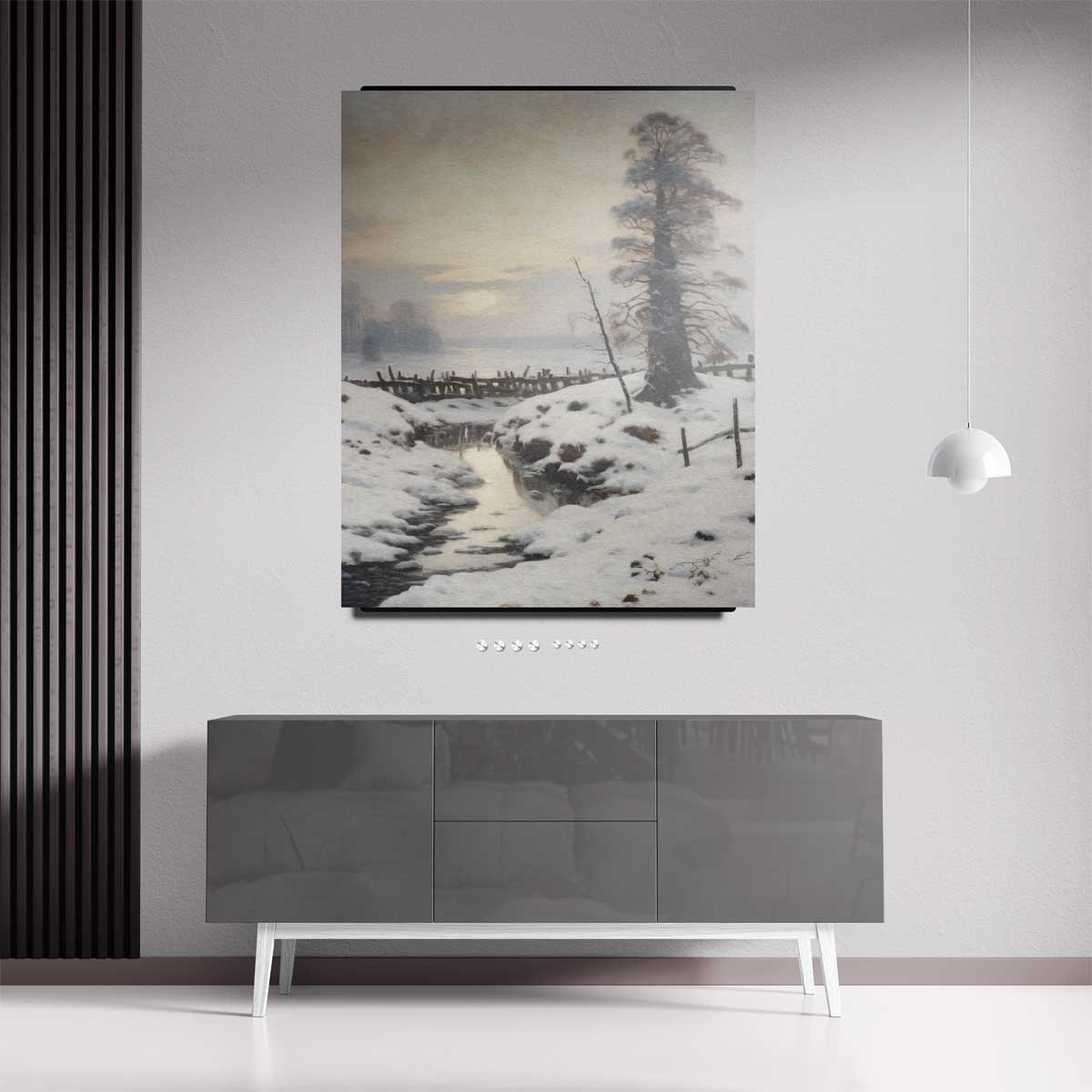 Winterse Rust in het Landschap Kunstwerk-canvas-dibond-plexiglas-wanddecoratie-WallArtistic