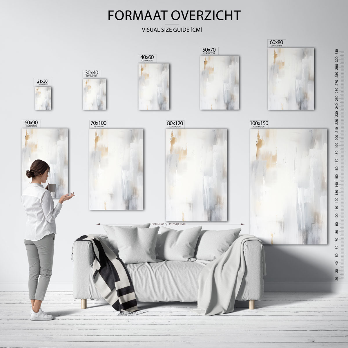 Abstracte beige en grijze Poster