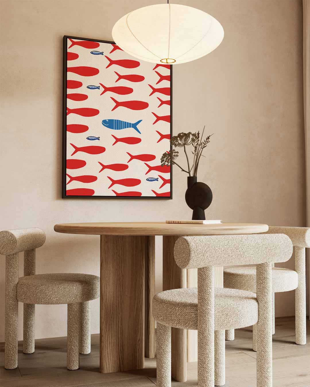 Avontuurlijke Vissenpatroon Kunstwerk-canvas-dibond-plexiglas-wanddecoratie-WallArtistic
