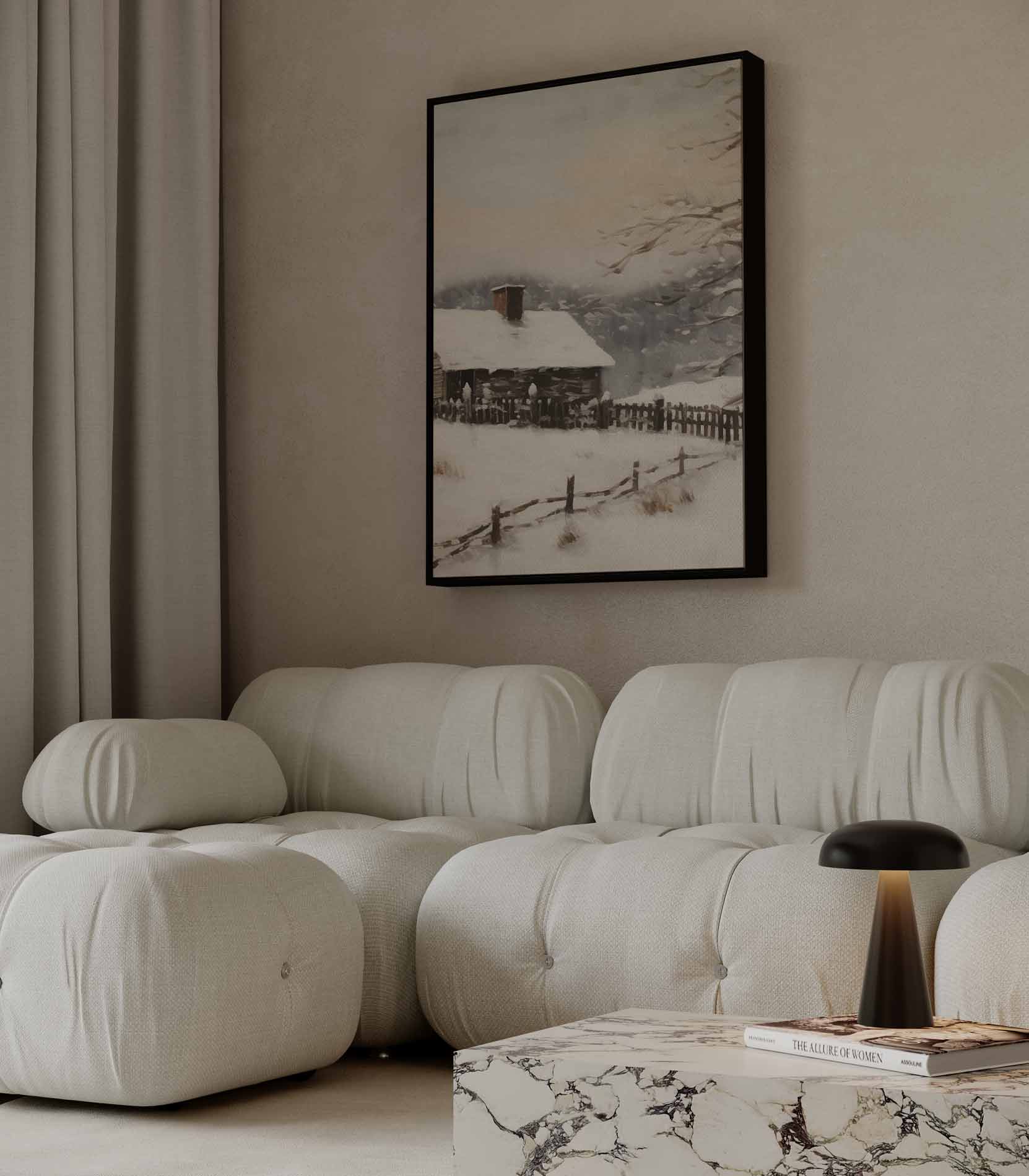 Winterhut in de Sneeuw Kunstwerk-canvas-dibond-plexiglas-wanddecoratie-WallArtistic