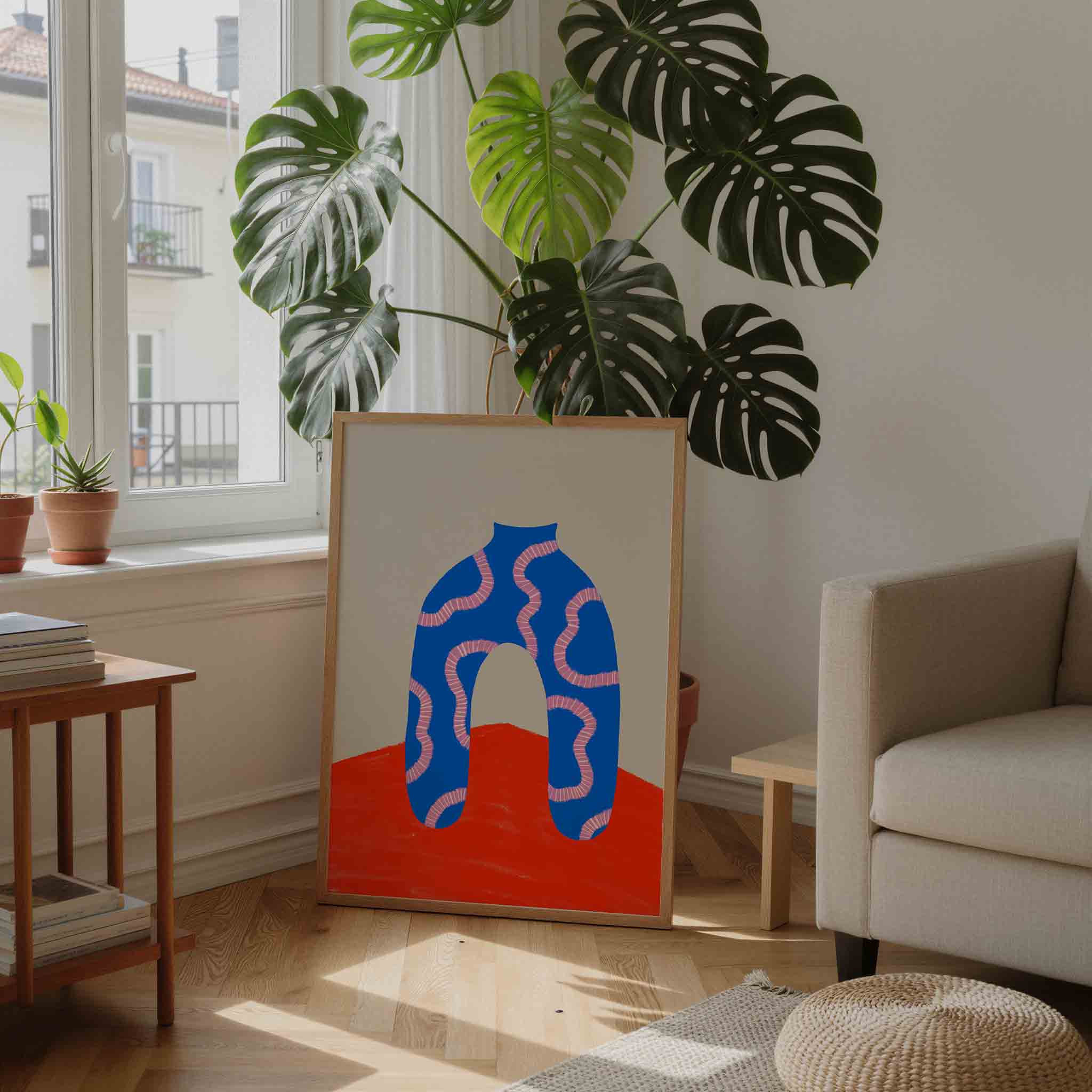 Abstracte blauwe vorm Poster
