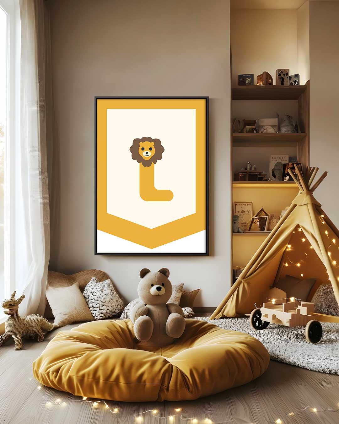 Leeuwen Letter L Poster Kunstwerk-canvas-dibond-plexiglas-wanddecoratie-WallArtistic