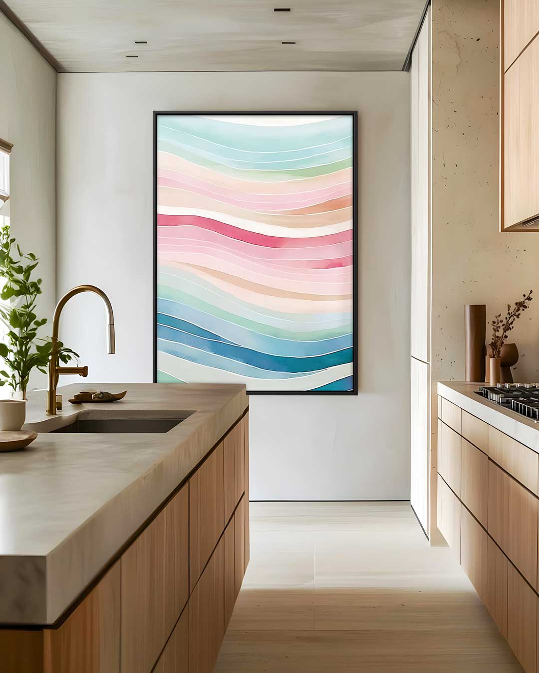 Kleurrijke Golven Kunstwerk-canvas-dibond-plexiglas-wanddecoratie-WallArtistic