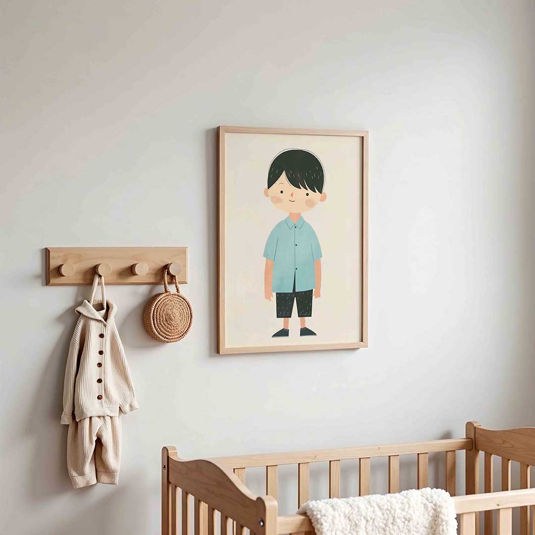 Jongen met blauwe blouse Poster